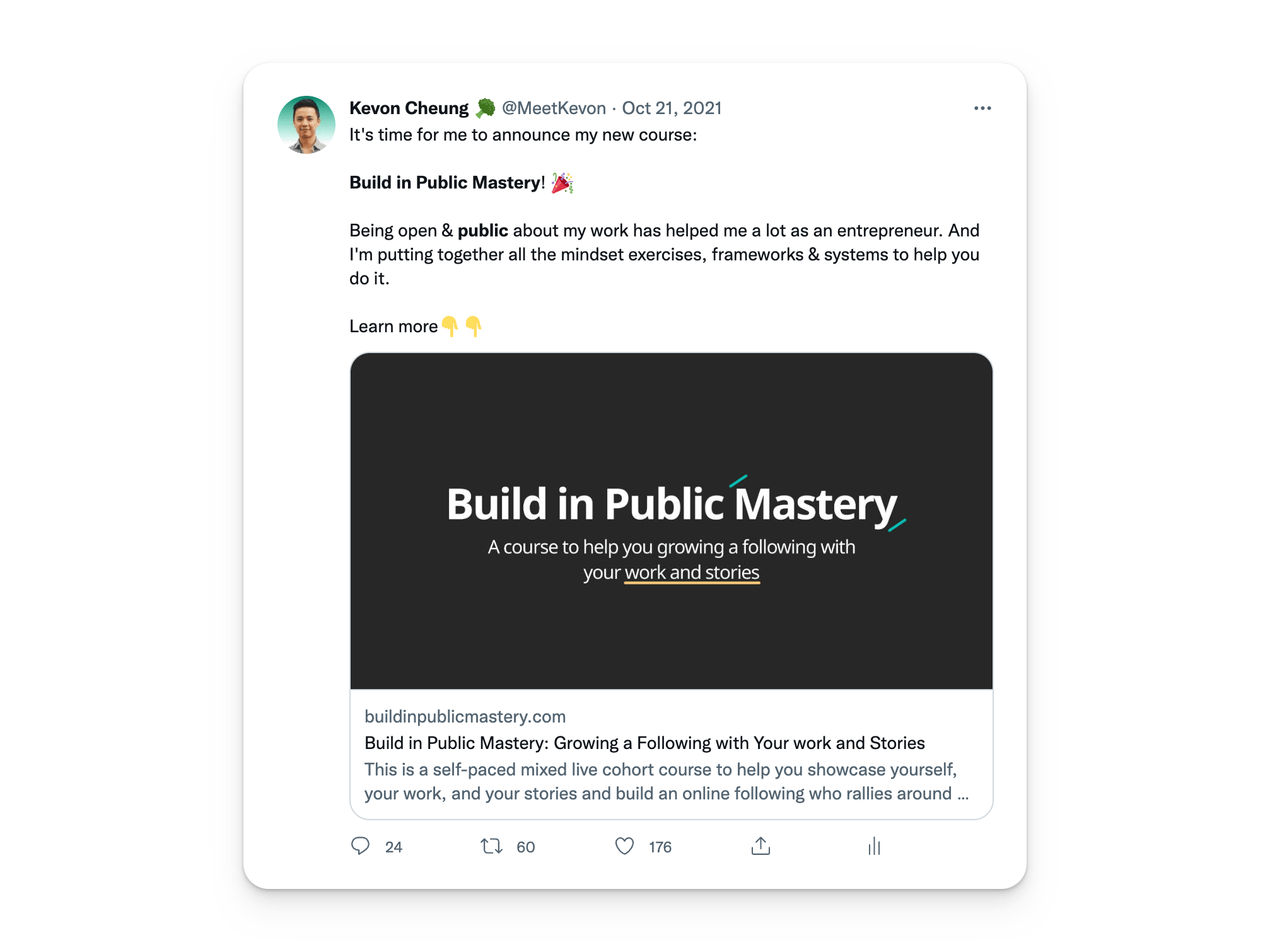 Kevon launched Build in Public Mastery with a group of raving friends and fans