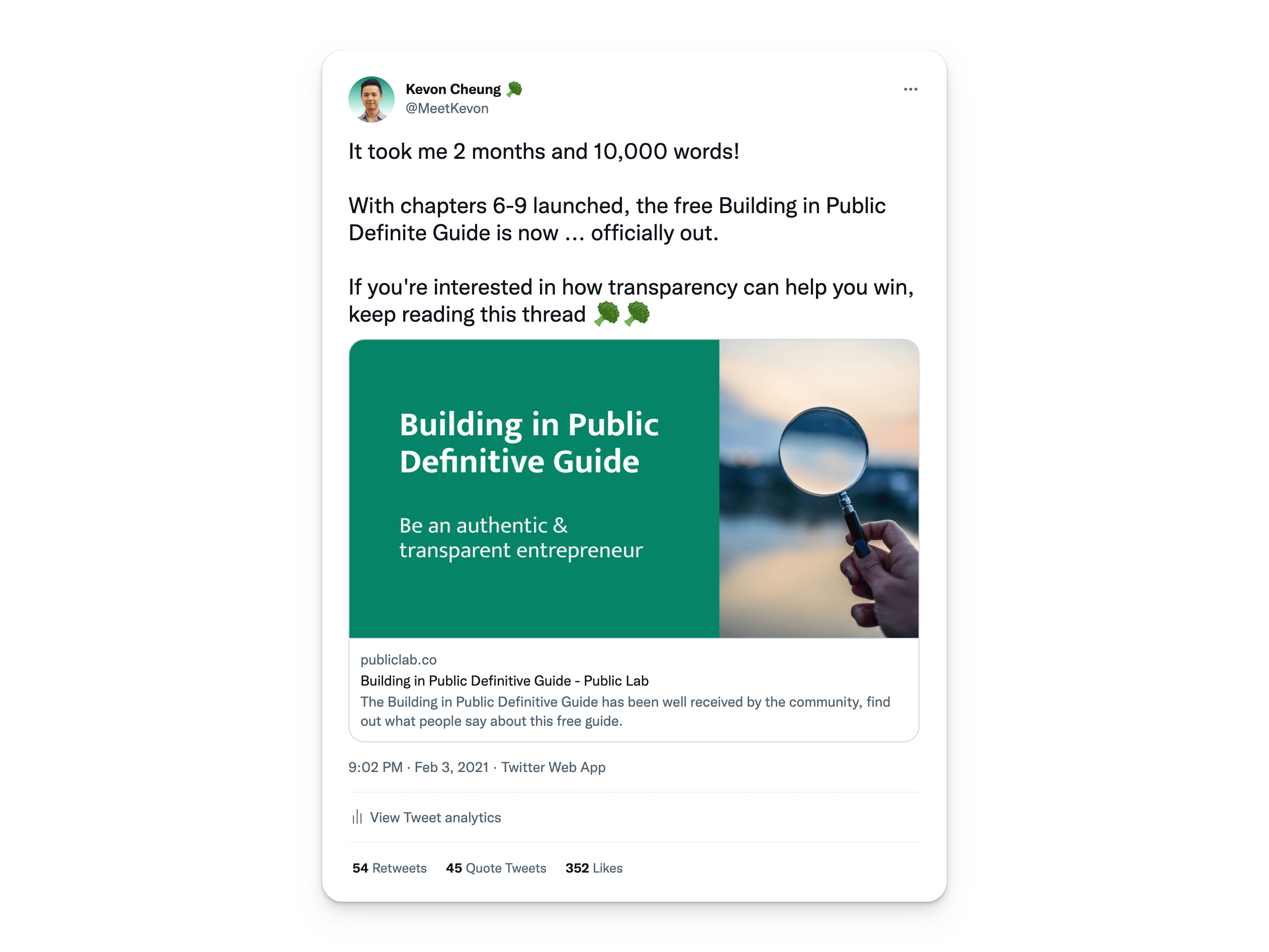 Kevon launched the Build in Public Definitive Guide with a group of raving friends and fans