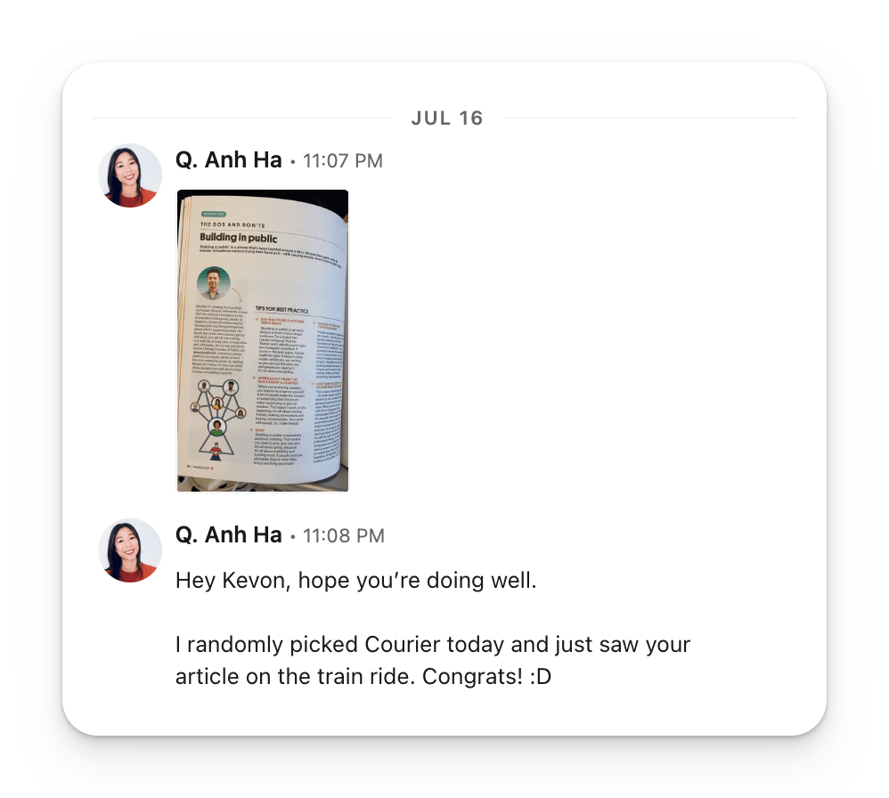 Courier Magazine by Mailchimp featured Building in Public with Kevon Cheung